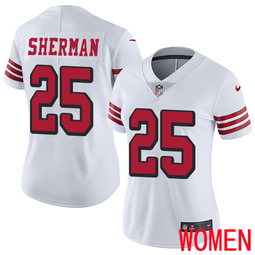 San Francisco 49ers Limited White Women Richard Sherman NFL Jersey #25 Rush Vapor Untouchable->women nfl jersey->Women Jersey